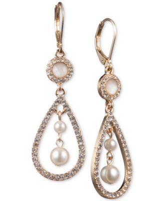 Gold-Tone Imitation Pearl Orbital Drop Earrings image