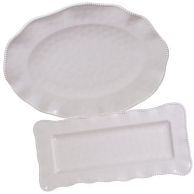 Certified International - Perlette Cream 2-Pc. Platter Set - Rectangular and Oval