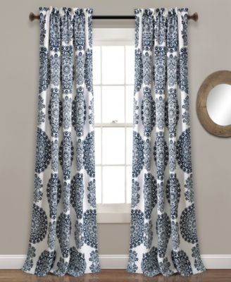 Lush Décor - Evelyn Medallion Room Darkening 52"x84" Window Curtain Set