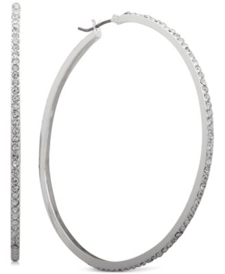 DKNY - Silver-Tone Pav&eacute; Hoop Earrings