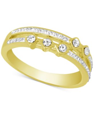 Essentials - Gold-Tone Crystal Double Band Ring