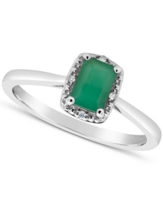 Macy's - Emerald (5/8 ct. t.w.) and Diamond Accent Ring in Sterling Silver