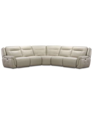 Furniture - Lenardo 5-Pc. Leather Sectional with 3 Power Motion Recliners