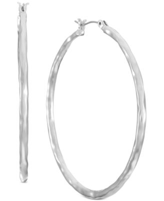 Style & Co - Silver-Tone Medium Hammered Hoop Earrings, 1.38"