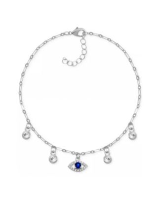 And Now This - Blue Evil Eye Crystal Station Anklet in Gold-Plate