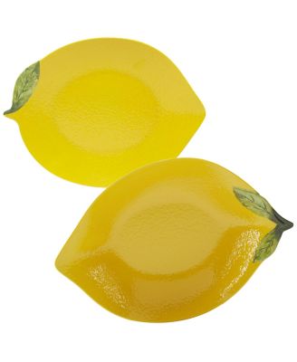 Certified International - Certified 3-D Lemon Melamine Serving Set: Large Platter, Large Serving Bowl
