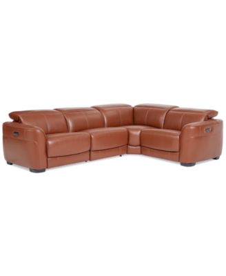 CLOSEOUT! Lexanna 4-Pc. Leather Sectional with 2 Power Motion Recliners, Created for Macy's image