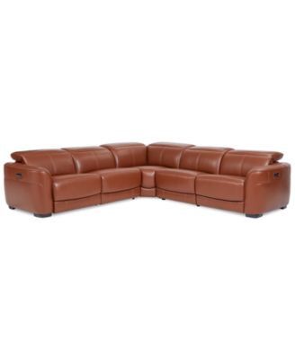 CLOSEOUT! Lexanna 5-Pc. Leather Sectional with 3 Power Motion Recliners, Created for Macy's image
