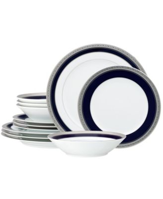Crestwood Cobalt Platinum 12-Piece Dinnerware Set, Service For 4 image
