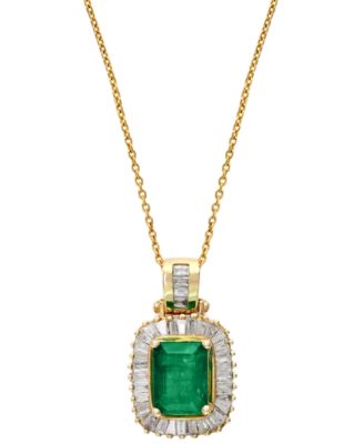 EFFY® Emerald (1-3/8 ct. t.w.) and Diamond (1/2 ct. t.w.) Necklace in 14k Gold image