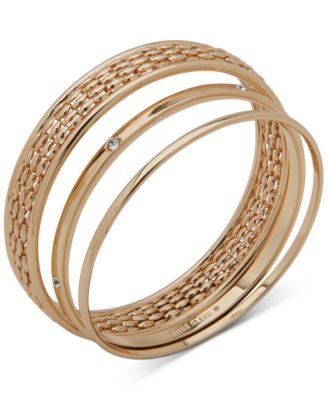 Gold-Tone 3-Pc. Set Crystal Embellished Bangle Bracelets image