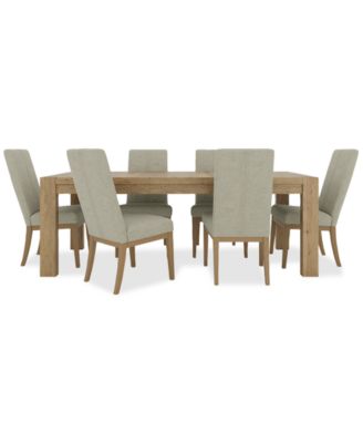 Furniture - Davie Rectangle Dining 7pc Set (Table + 6 Upholstered Side Chair)