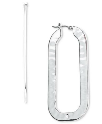 Style & Co - Silver-Tone Rounded Rectangle Hoop Earrings