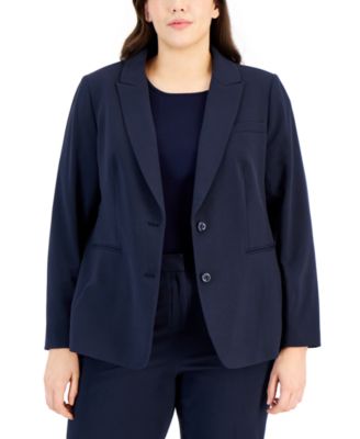 Plus Size Peak-Lapel Button-Front Blazer image