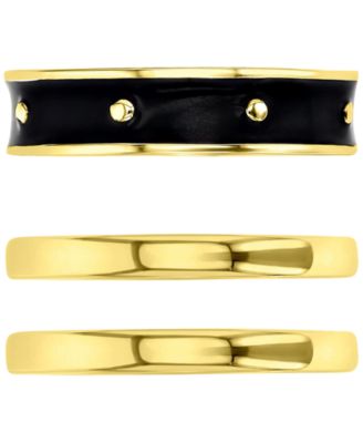 Macy's - 3-Pc. Set Enamel & Polished Stack Rings in 14k Gold-Plated Sterling Silver