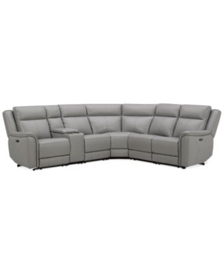 Addyson 117" 6-Pc. Leather Sectional with 2 Zero Gravity Recliners with Power Headrests and 1 Console, Created for Macy's image