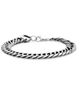 STEELTIME - Men's Silver-Tone Cuban Link Chain Bracelet