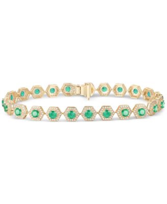 Macy's - Gemstone & Diamond Halo Hexagon Flex Bracelet