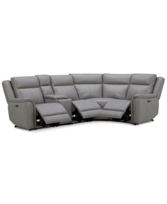 Addyson 117" 5-Pc. Leather Sectional with 3 Zero Gravity Recliners with Power Headrests, Created for Macy's image