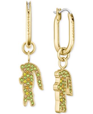 Lacoste - Gold-Tone Multicolor Crystal Crocodile Drop Earrings