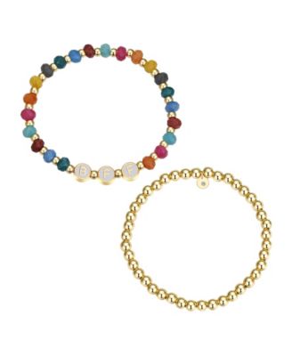 Multi Color Quartz BFF Stone and Beaded Stretch Bracelet Set image