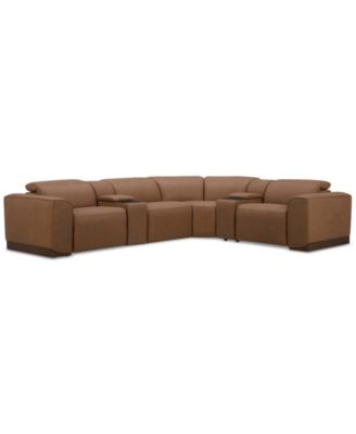Lovro 6-Pc. Leather Sectional with 2 Power Motion Chairs & 2 Consoles, Created for Macy's image