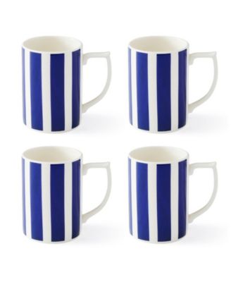 Blue Italian Steccato Bold Stripe Mugs, Set of 4 image