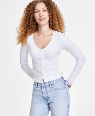 Levi's - Women's Muse Ribbed Long-Sleeve Button-Up Top