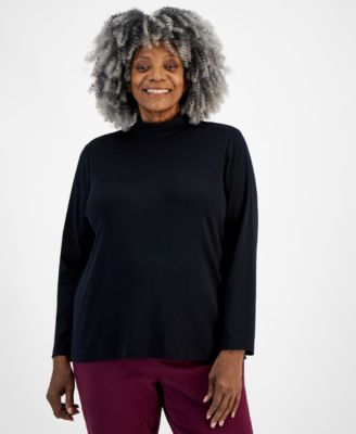 Style & Co - Plus Size Solid Essentials Mock-Neck Top