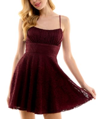 City Studios - Juniors' Adjustable Lace Mini Dress