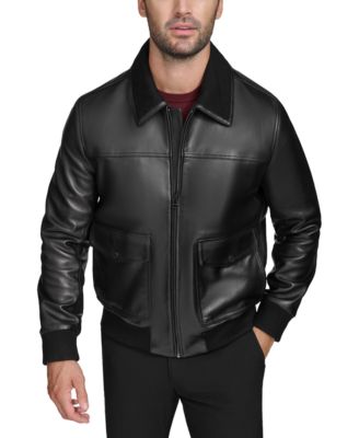 Cole Haan - Men's Full-Zip Leather Bomber Jacket