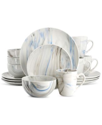 Elama - Porcelain Marble 16-Pc. Dinnerware Set, Service for 4