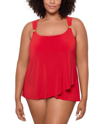 Miraclesuit - Plus Size Razzle Dazzle Asymmetrical-Drape Tankini Top