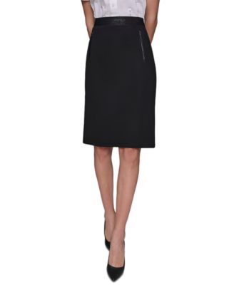 KARL LAGERFELD PARIS - Women's Logo-Waist Zip-Pocket Skirt