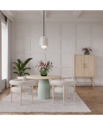 Furniture - Lunare 5 Pc. Set (Sand Round Table & 4 Rolled Back Chairs)