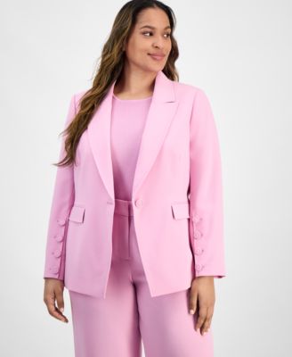 Tahari ASL - Plus Size Single-Button Crepe Blazer