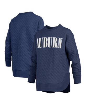 Pressbox - Women's  Navy Auburn Tigers Quilted Long Sleeve Pullover Sweatshirt