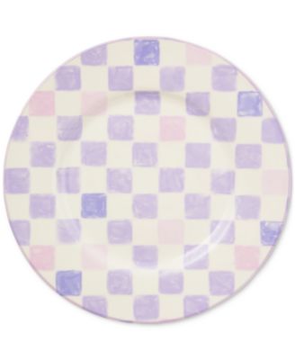 MacKenzie-Childs - Lilac Check Stoneware Dinner Plate