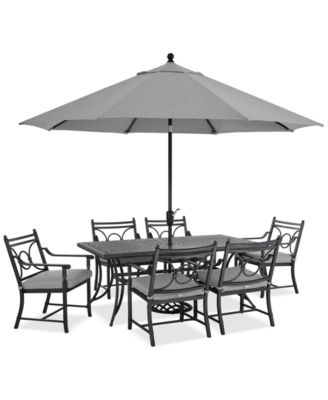 Agio - Wythburn Outdoor Dining 7pc Set (72x38" Table & 6 Scroll Dining Chairs)
