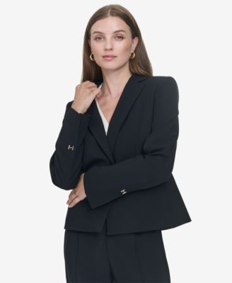 Halston - Women's Logo-Hardware Single-Button Blazer