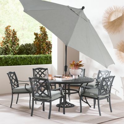 Agio - Wythburn Outdoor Dining 7pc Set (60" Round Table & 6 Lattice Dining Chairs)