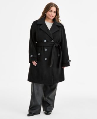 Steve Madden - Plus Size Double-Breasted Belted Trench Coat