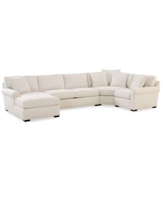Radley Roll Arm 148" 4-Pc. Fabric Chaise Sectional with Wedge, Exclusively at Macy's image