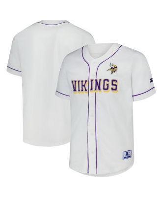 Starter - Men's White Minnesota Vikings Relay Full-Button Baseball Jersey