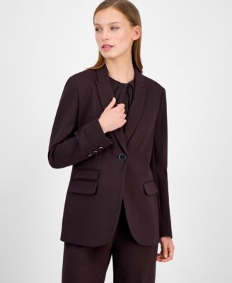 Anne Klein - Petite One-Button Triple-Pocket Jacket
