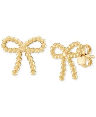 Macy's - Polished Beaded Bow Stud Earrings in 10k Gold