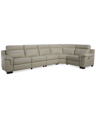 Julius II 5-Pc. Leather L Sectional with 2 Power Recliners, Macy's Exclusive image