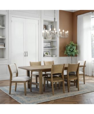 Furniture - Nordic 7-Pc Dining Set (Table + 4 Side Chairs + 2 Upholstered Chairs)
