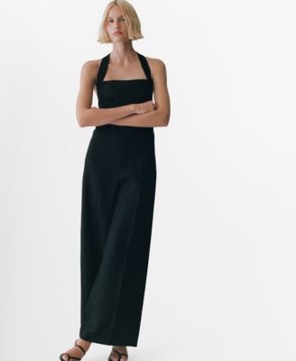 MANGO - Women's Linen Halter Jumpsuit