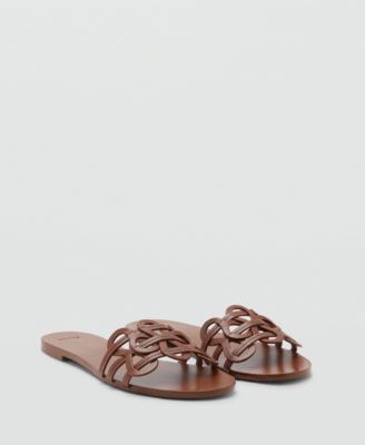 MANGO - Women's Intertwined Strap Leather Sandals